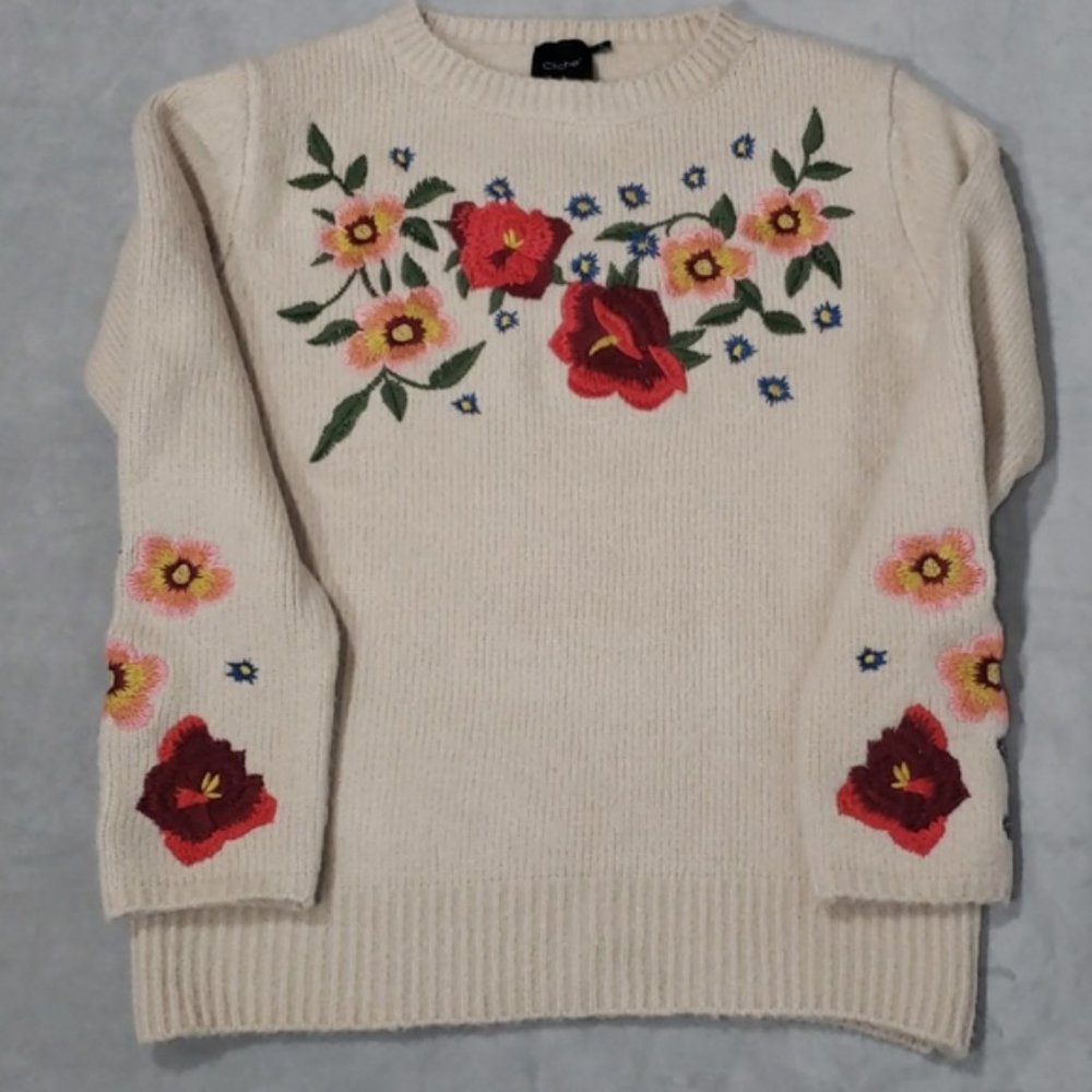 [Cliche'] Sweater with Floral Embroidery size S